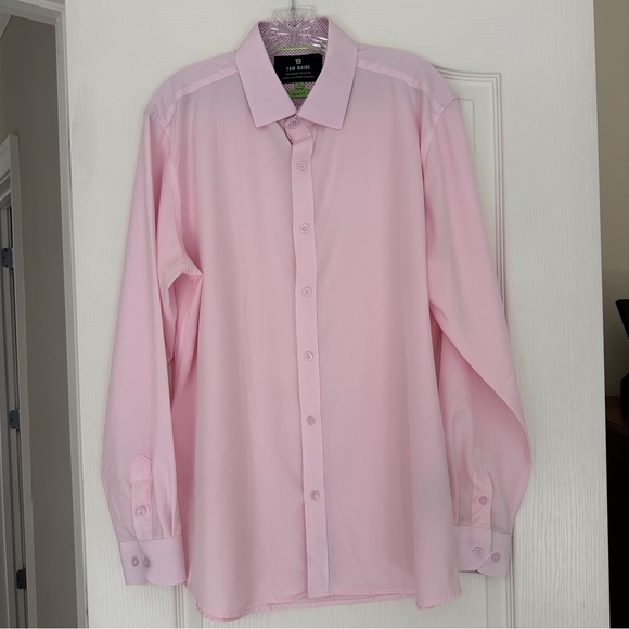 Tom Baine Performance Collection Slim Fit Button Up Pink Shirt - Picture 1 of 9